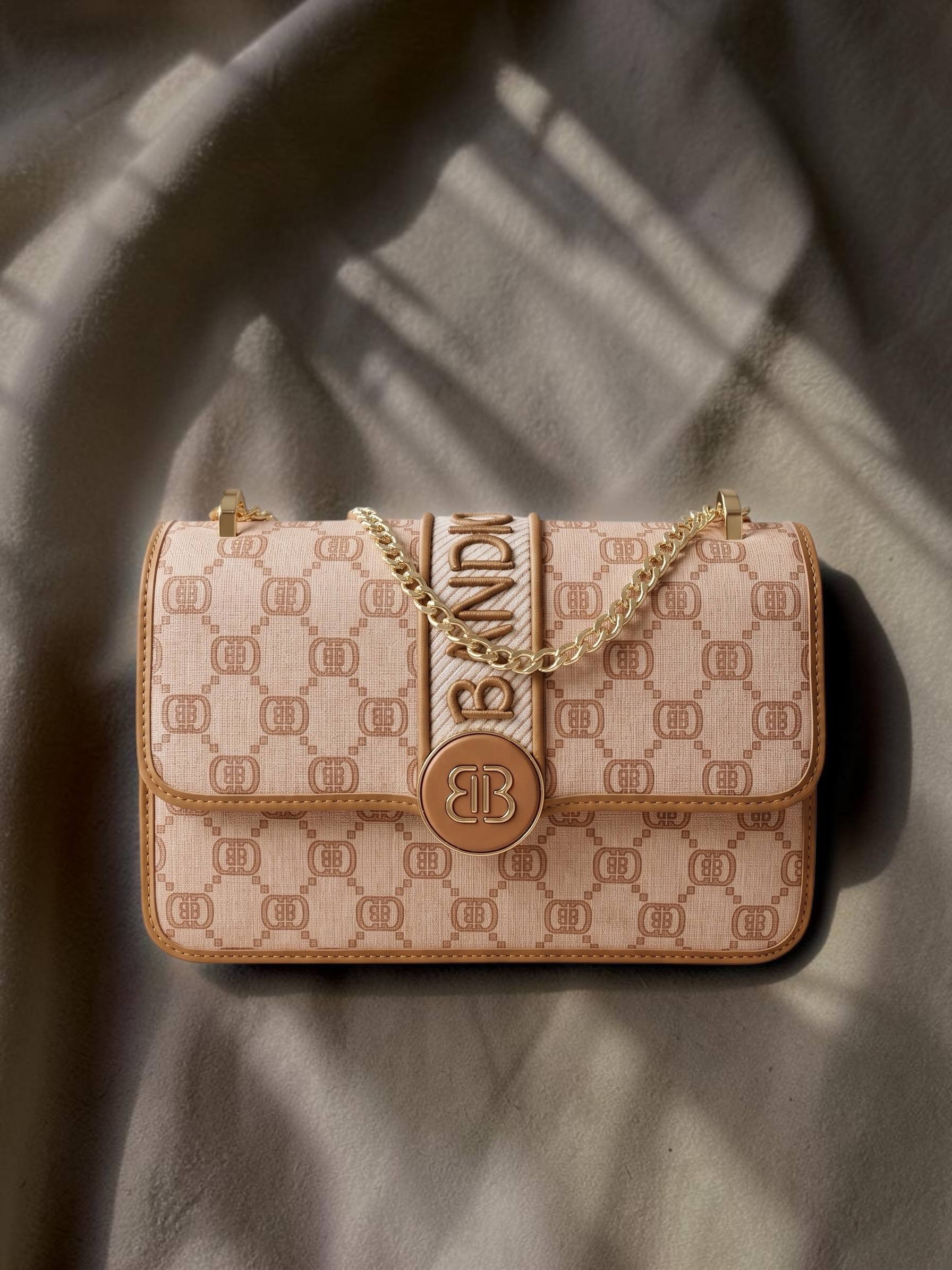 Ladies Designer Light Brown Crossbody Bag