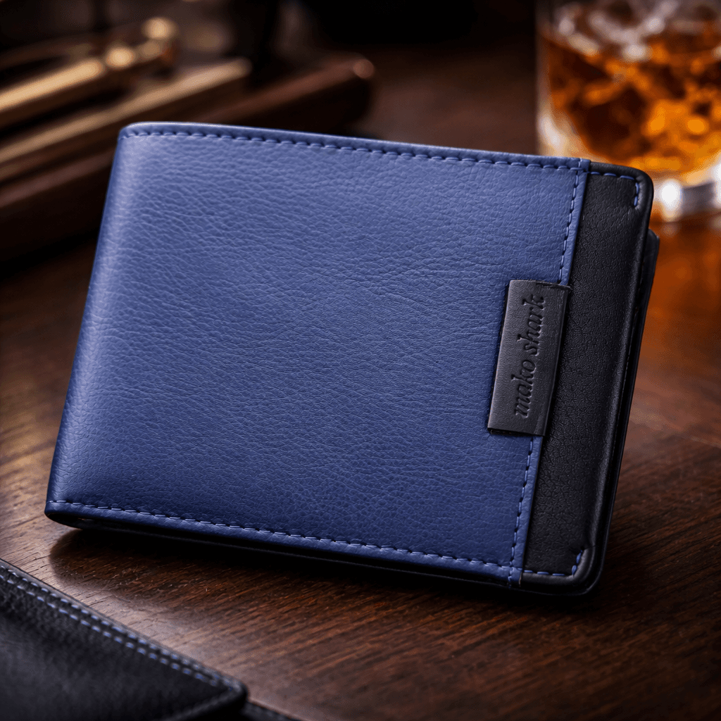 Makoshark Premium Leather Wallet Blue Black