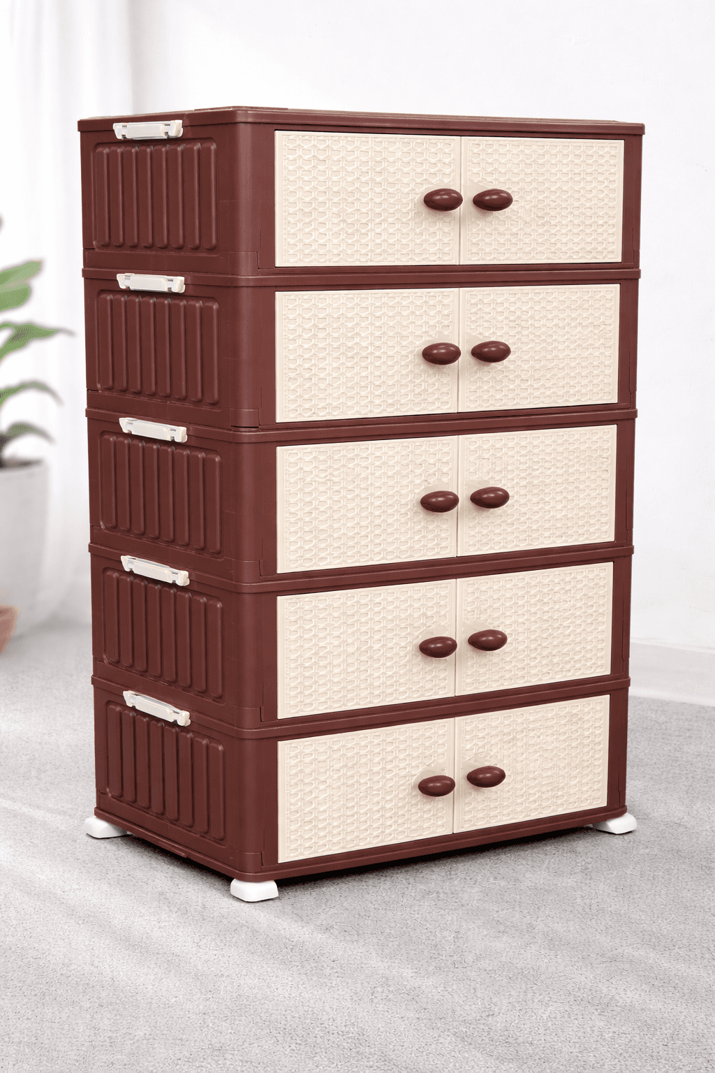 5 Layer Storage Cabinet Brown White