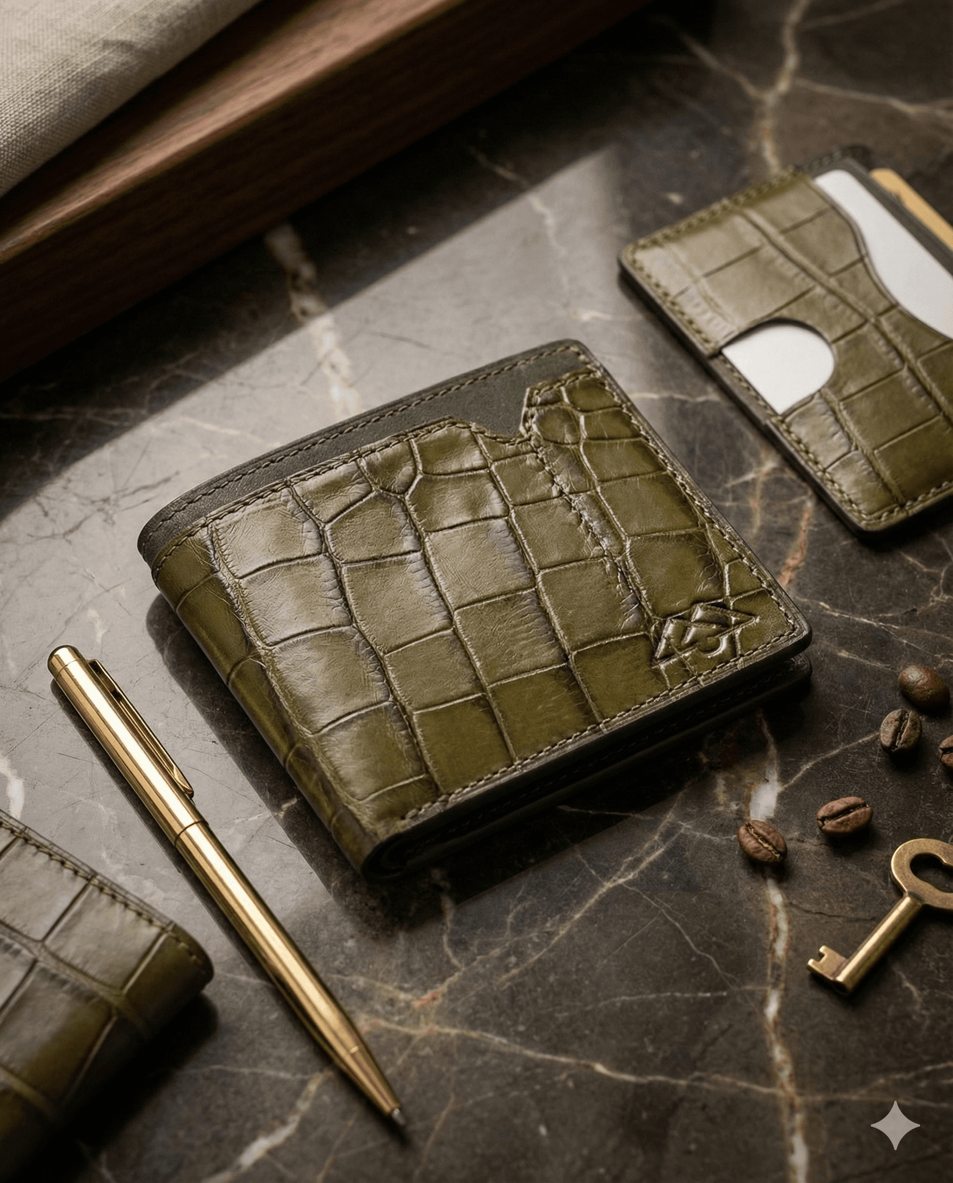 Makoshark Croc Texture Green Leather Wallet